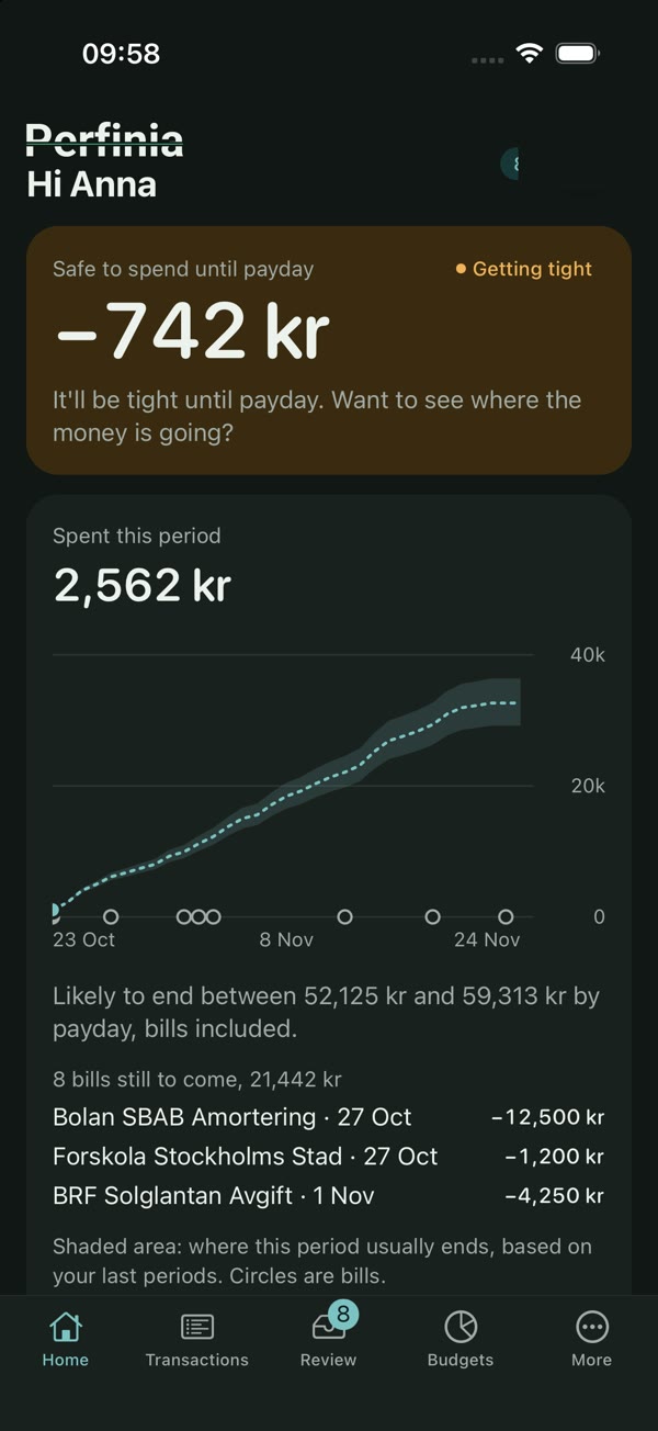The same home screen in dark appearance