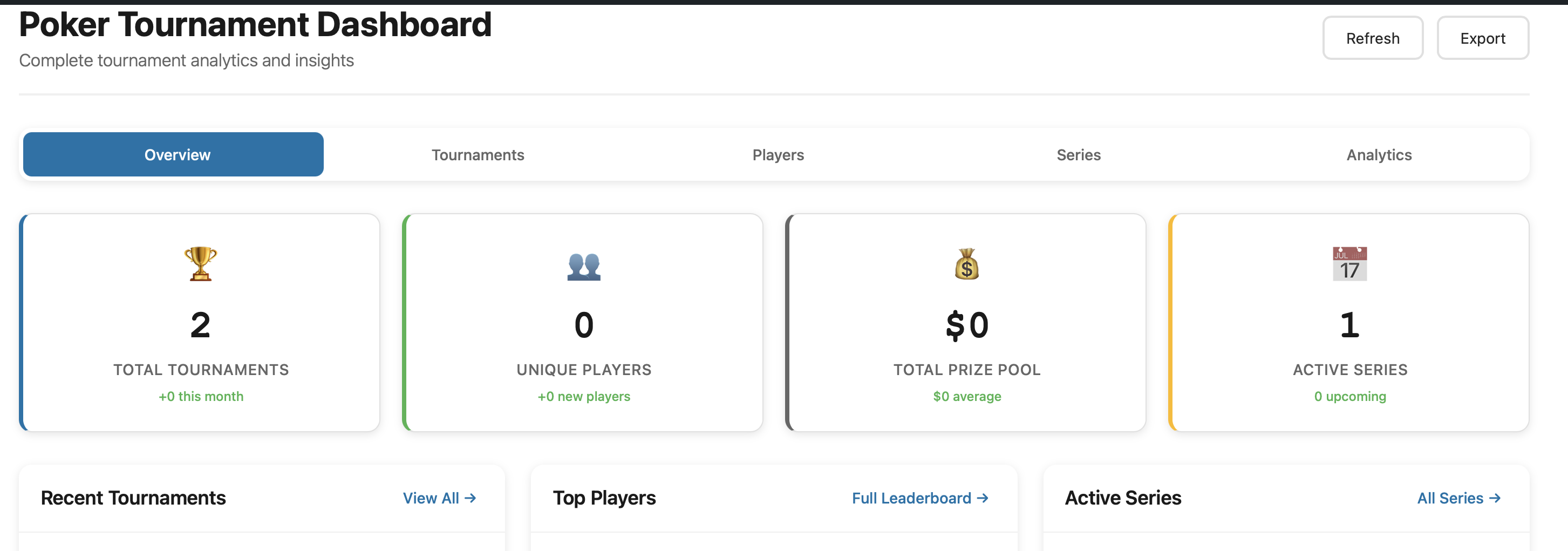 Tournament Dashboard Preview